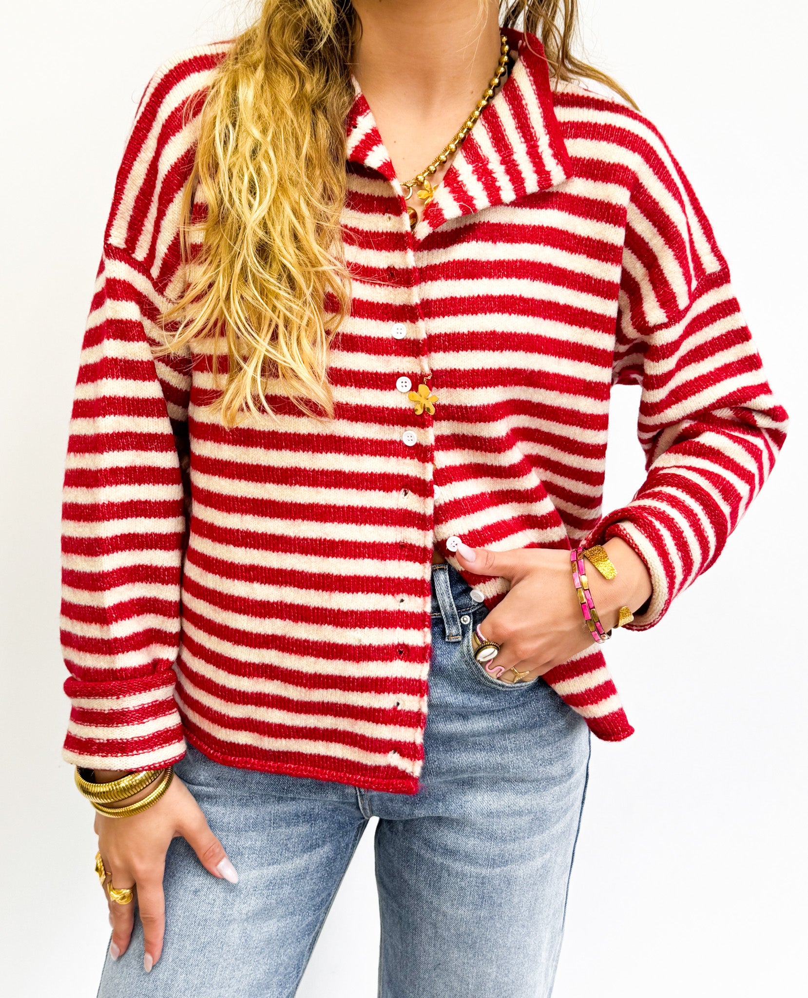 Serena Vest Red Stripe