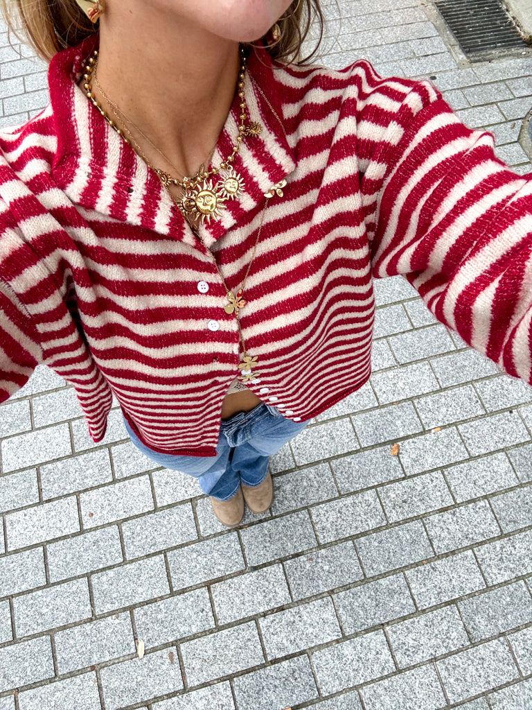 Serena Vest Red Stripe