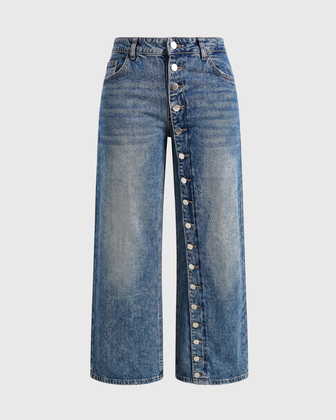 Shelby Button Straight Leg Jeans