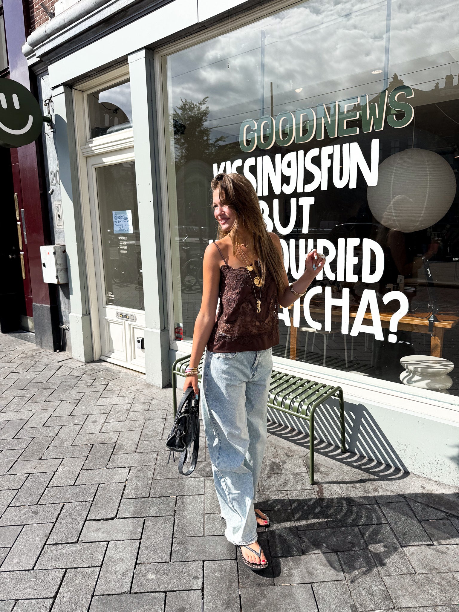Top en dentelle Soof Marron