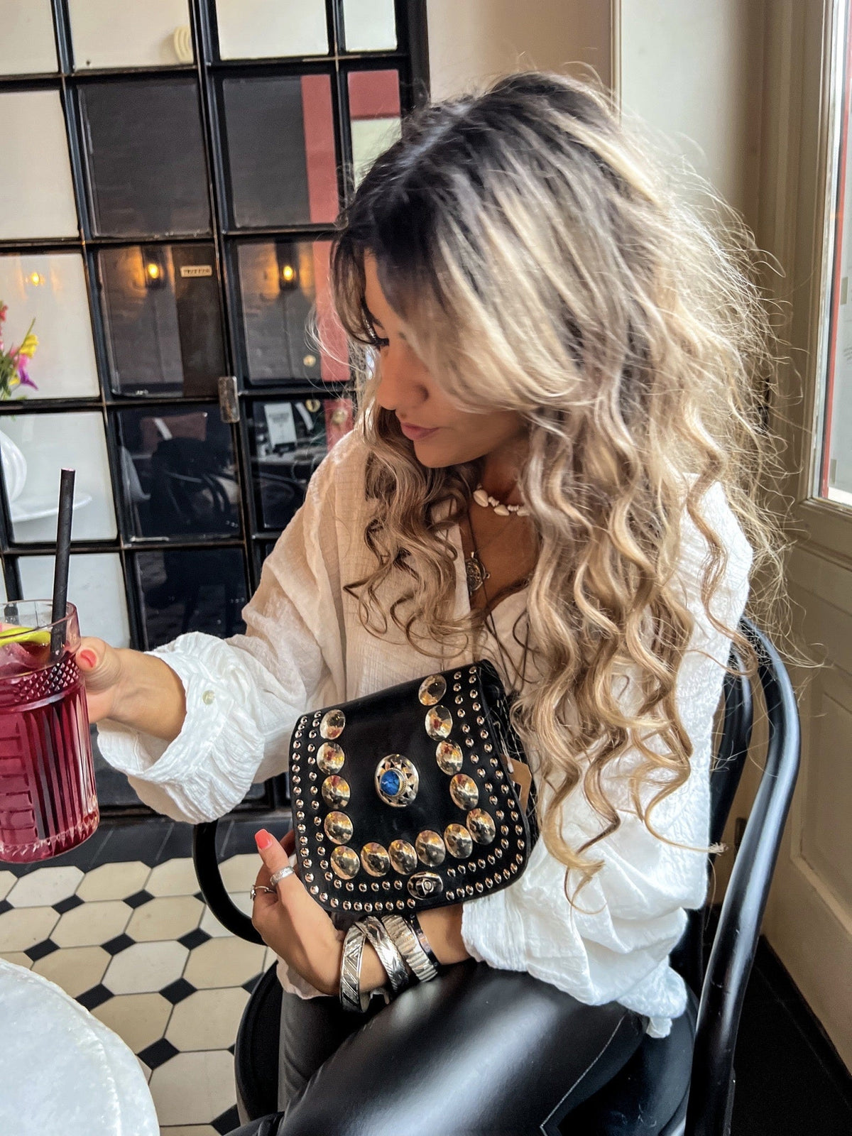 Souk Leather Bag Cuore | Blue Stone