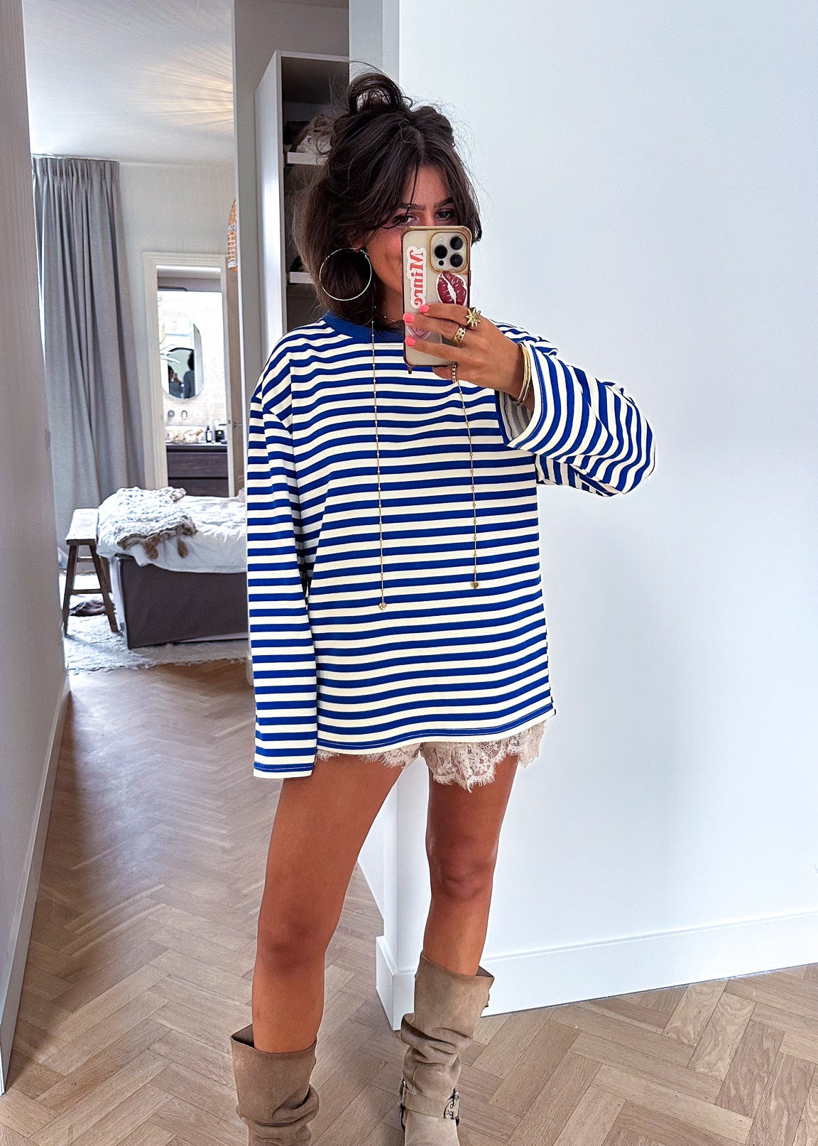 Stripes on Stripes Long Sleeve Cobalt Blue