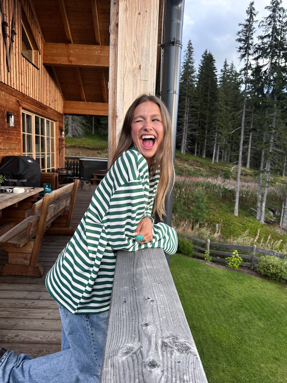 Stripes on stripes Longsleeve Groen