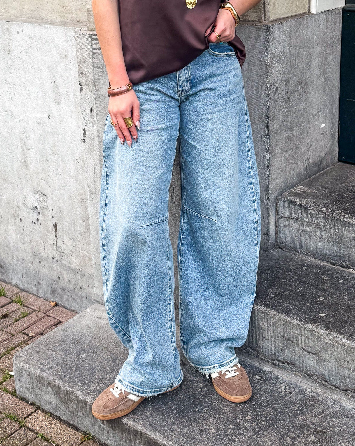 Barrel Balloon Jeans Dusty Blue