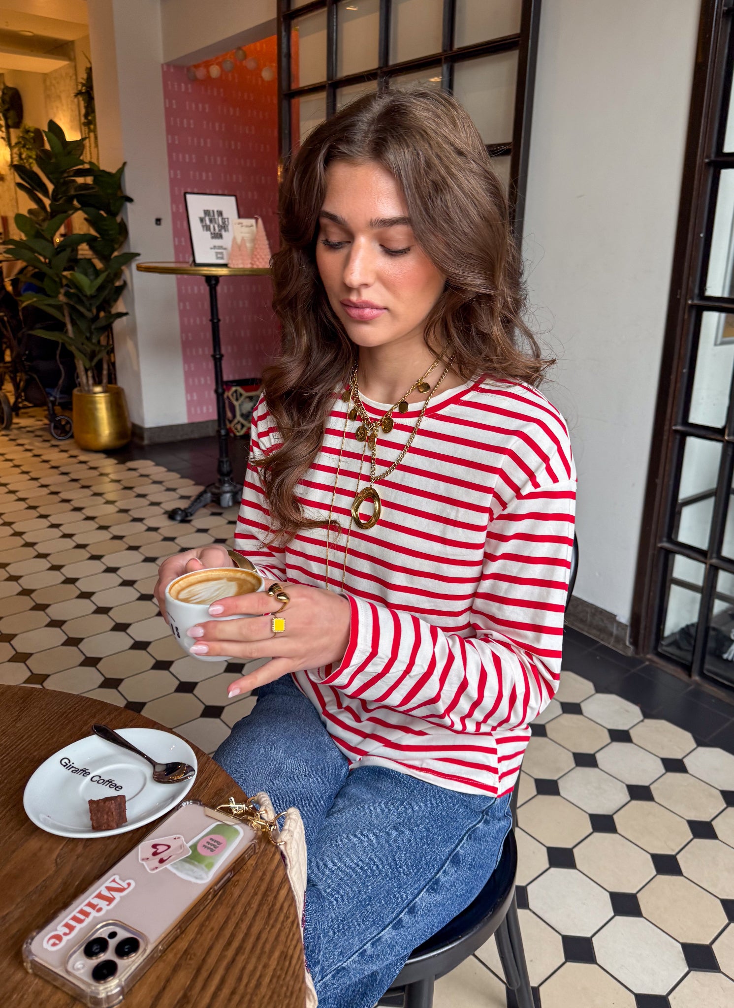 Haut rayé Tessa rouge