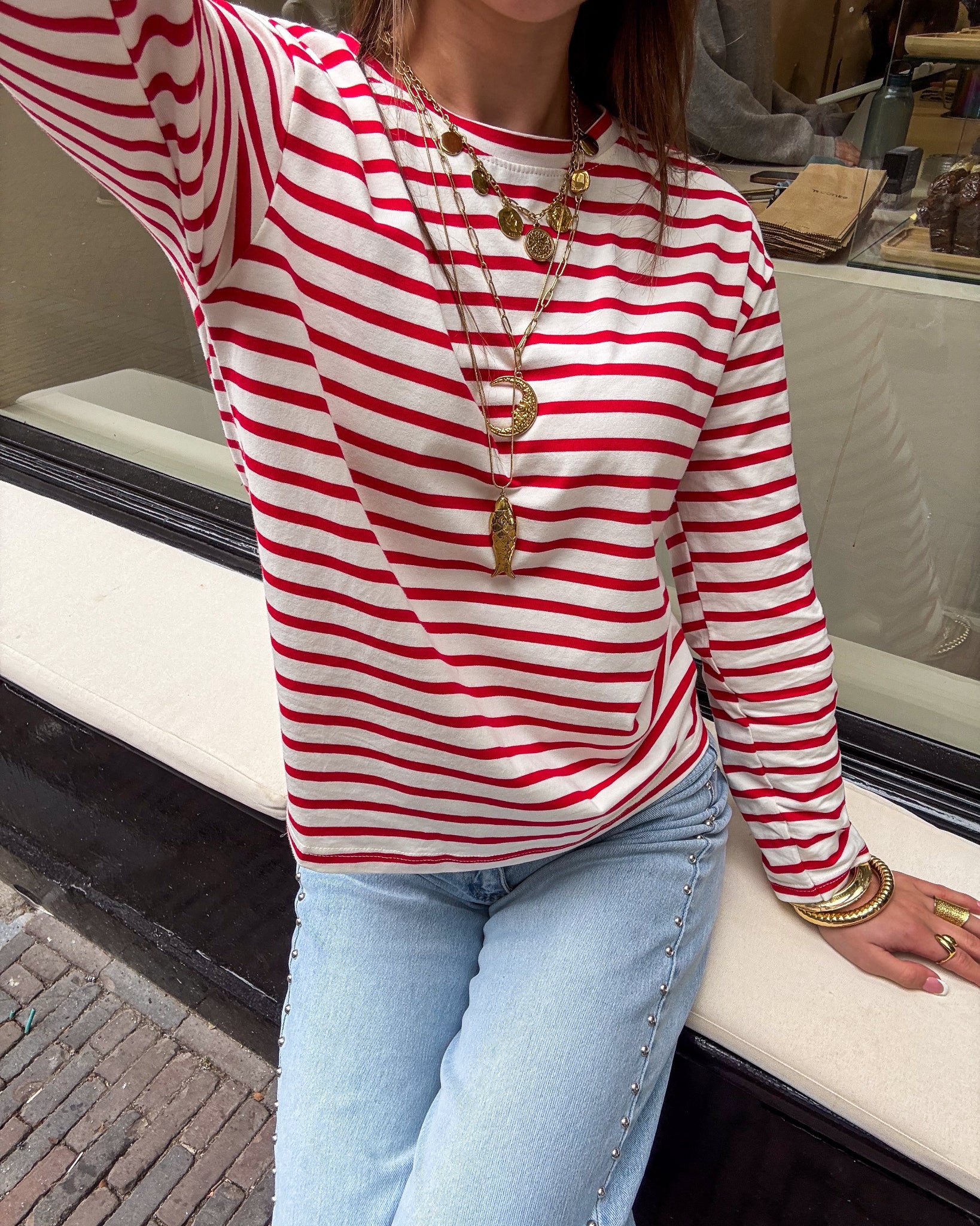 Haut rayé Tessa rouge