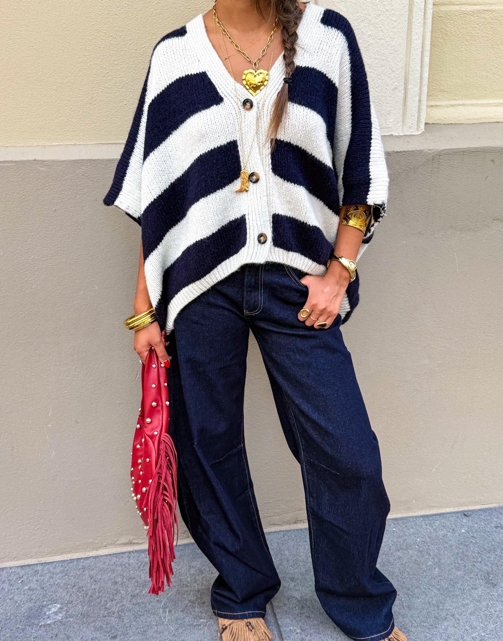 The City Striped Vest Navy