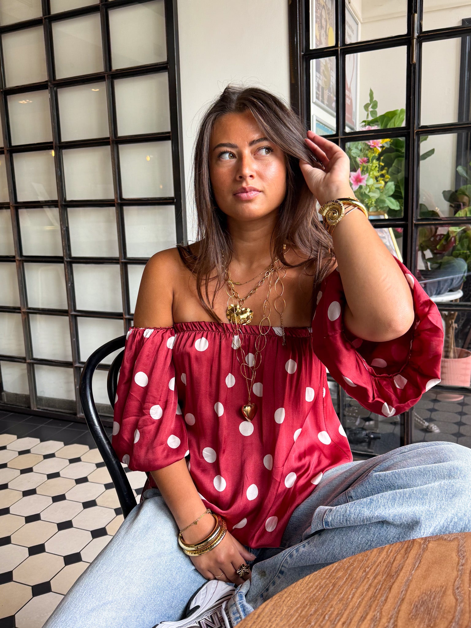 Tilly Dots Top Red