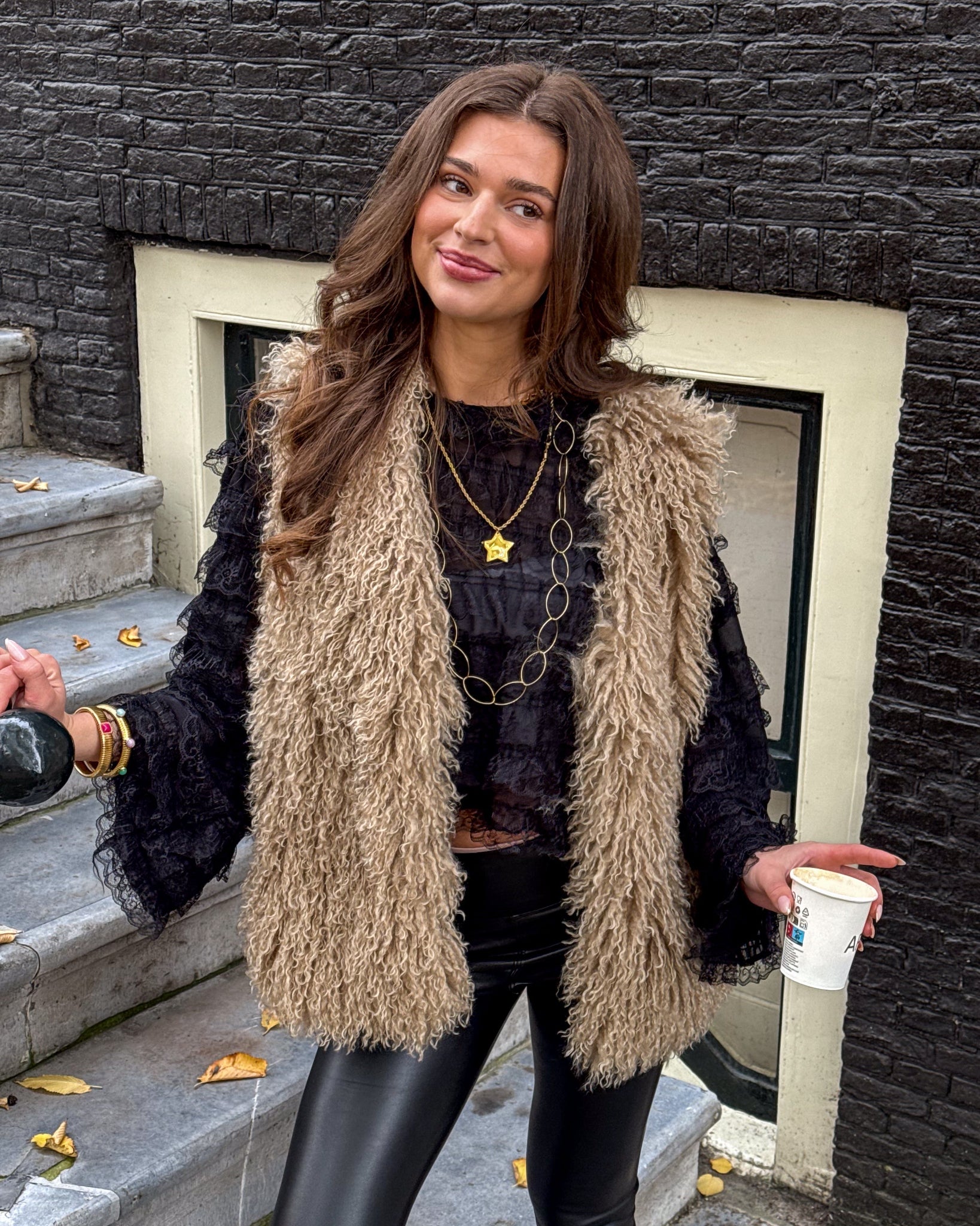 Toffee Fluffy Gilet Beige