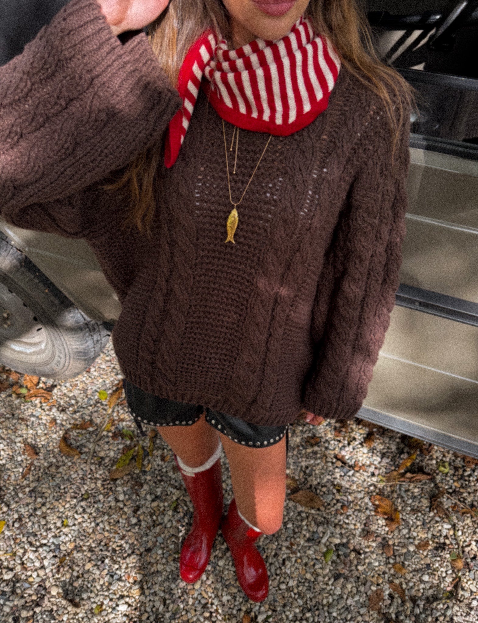 Harbor Red Stripe Scarf