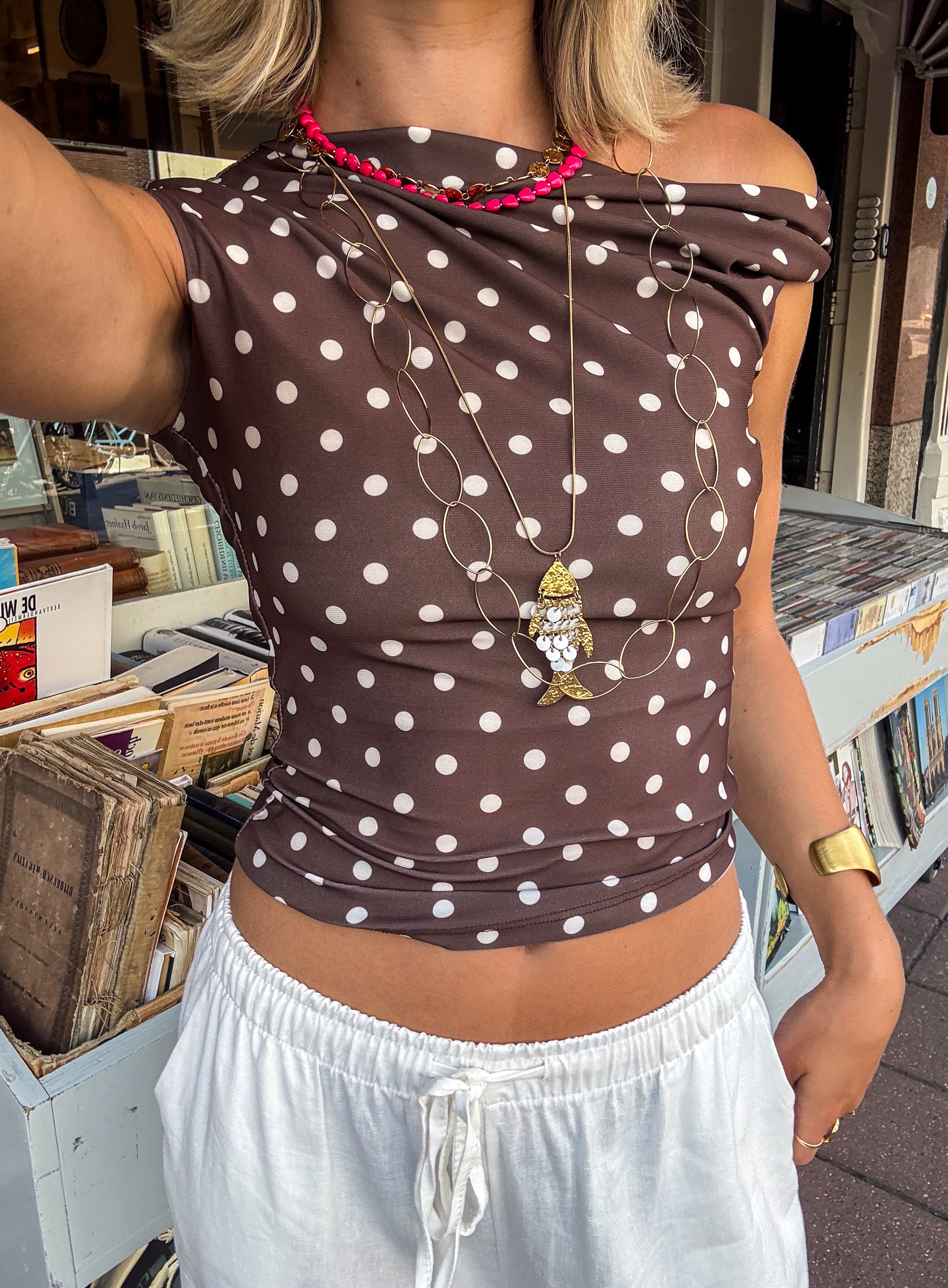 Twist Dots Top Brown