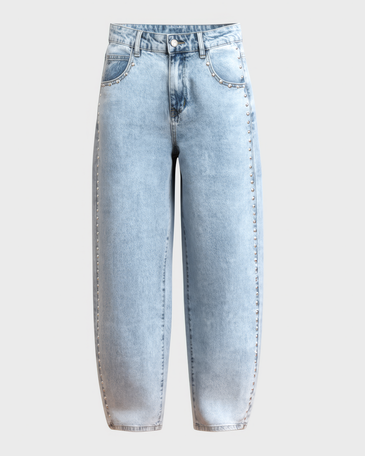 Harper Barrel Jeans Studs | Blue