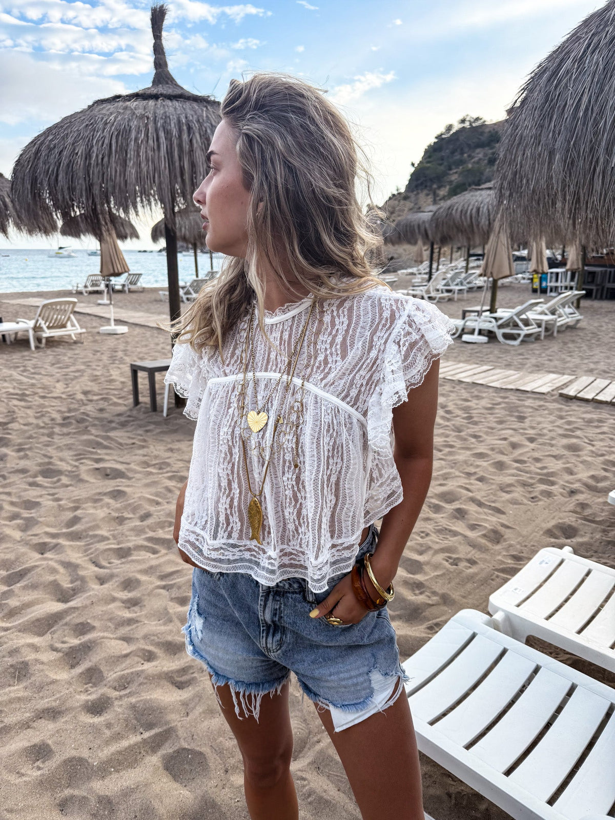 Zara Damaged Denim Shorts | Blue