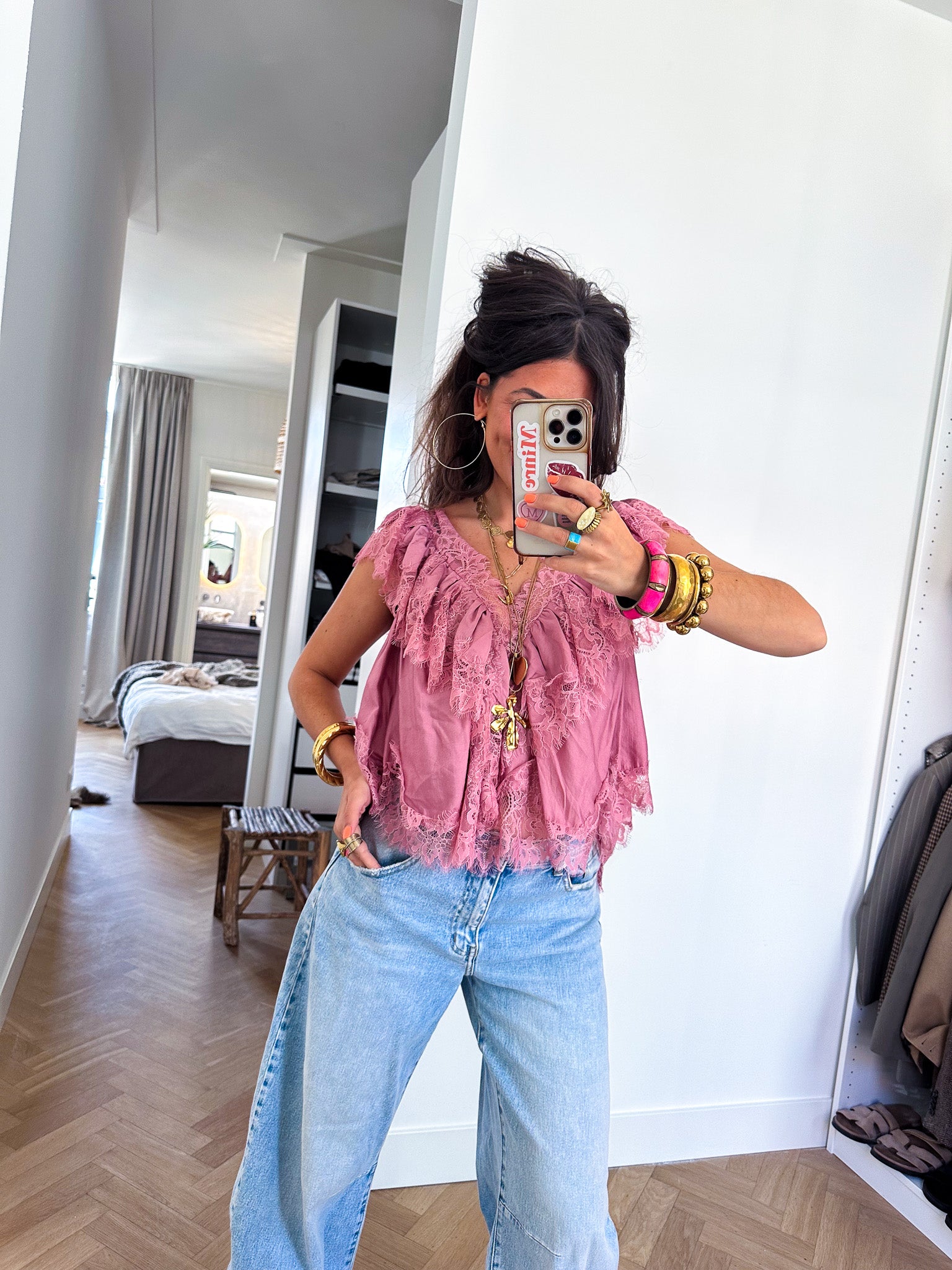 Valerie Lace Top Oud Roze