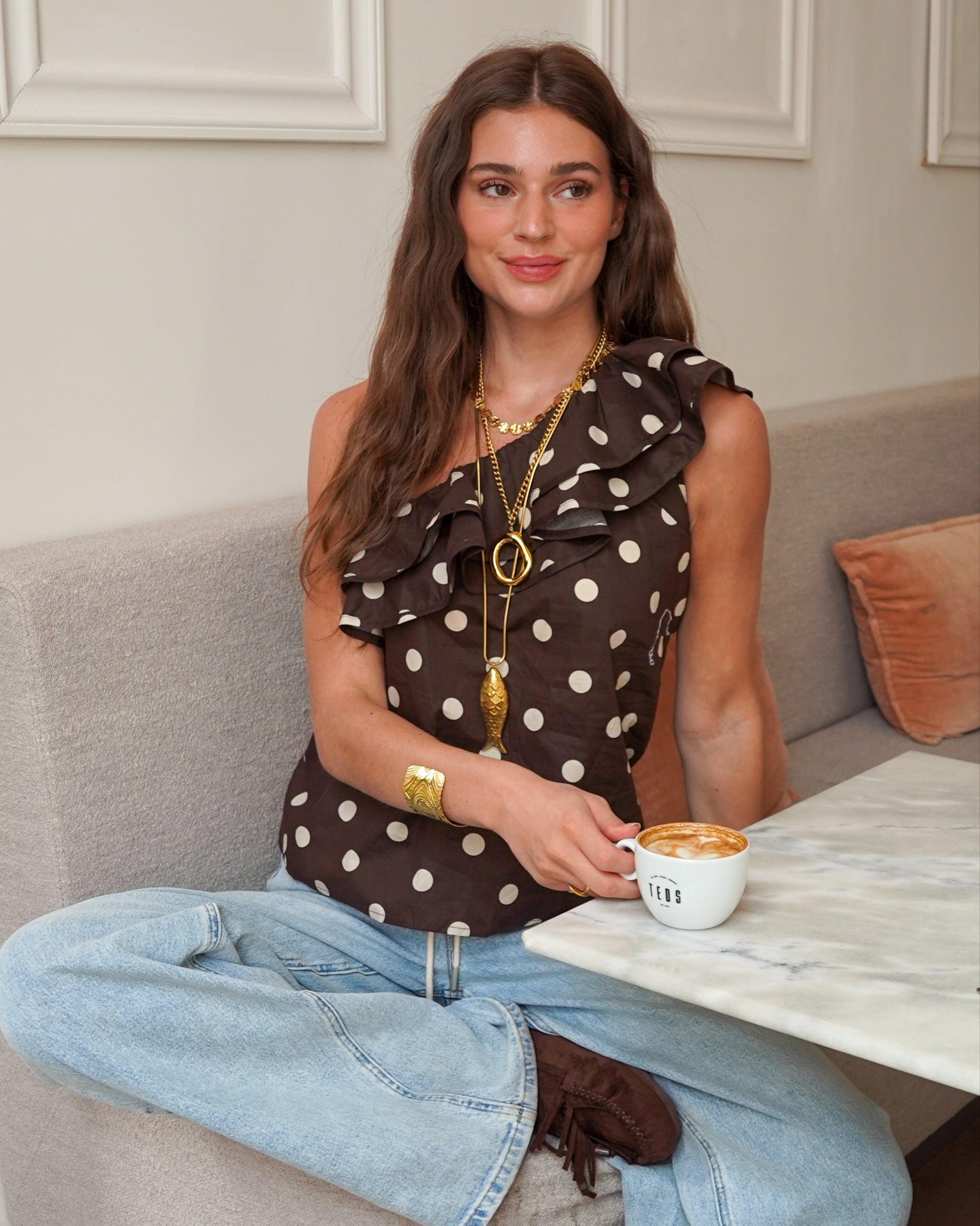 Veerle Dots Top Brown