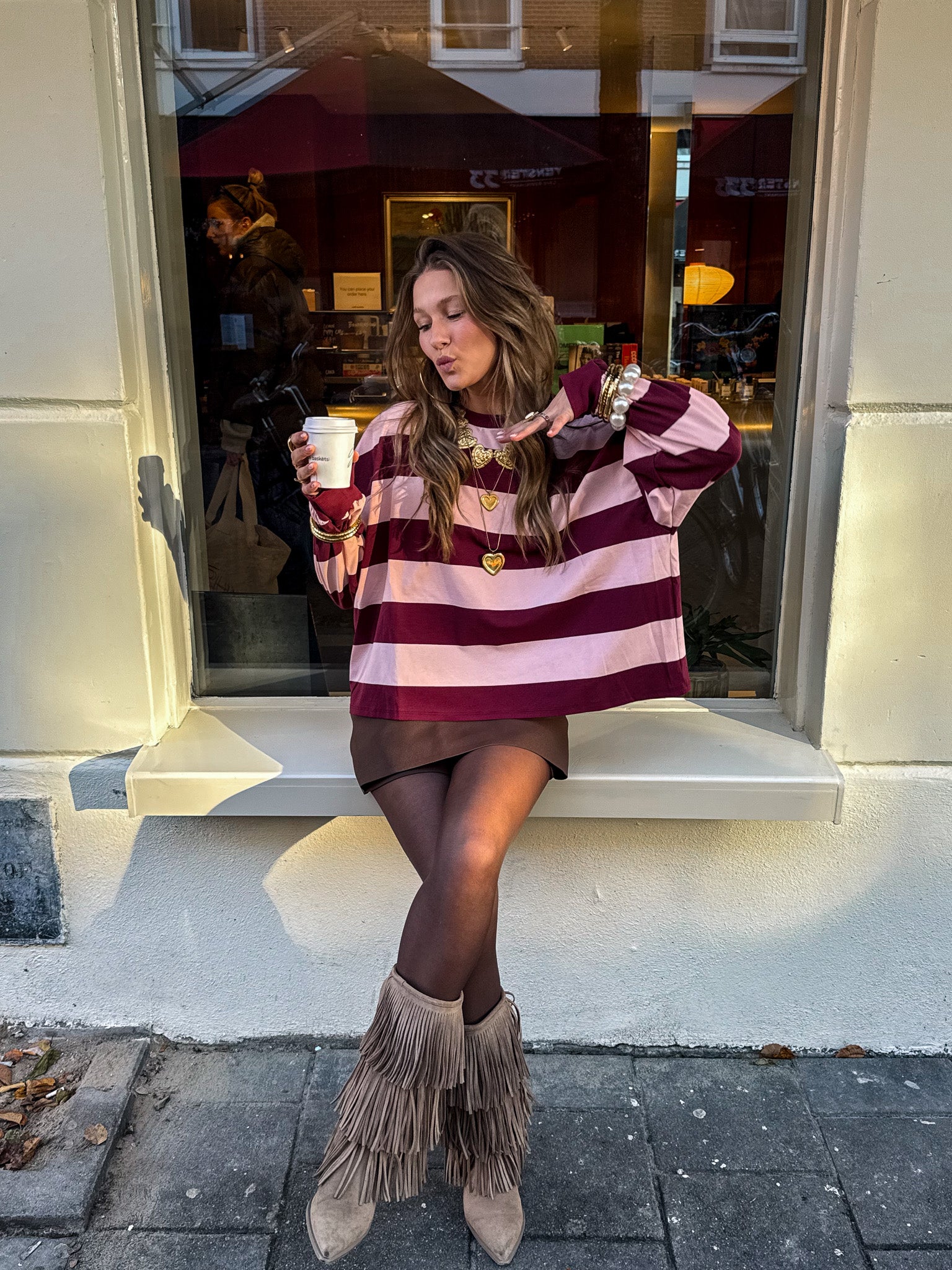 Weekend Lines Sweater Bordeaux